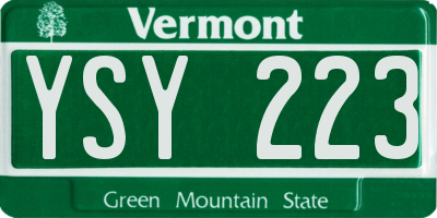 VT license plate YSY223