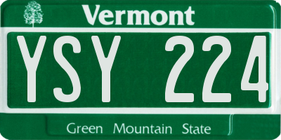 VT license plate YSY224