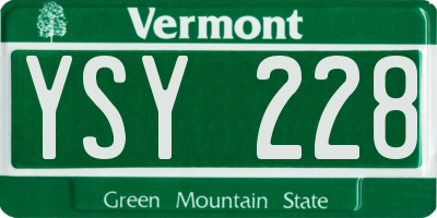 VT license plate YSY228