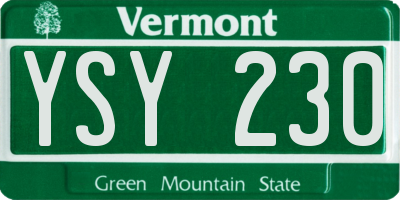 VT license plate YSY230