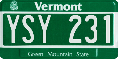 VT license plate YSY231