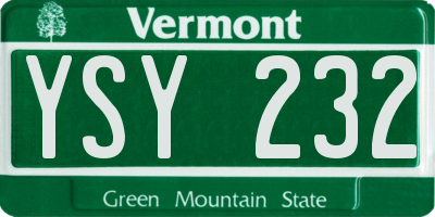 VT license plate YSY232