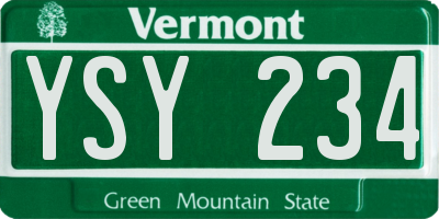 VT license plate YSY234