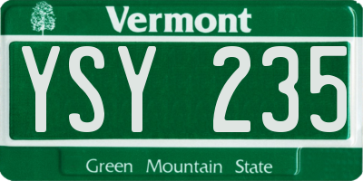 VT license plate YSY235