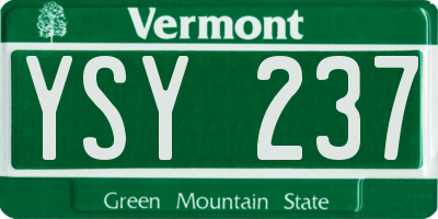 VT license plate YSY237