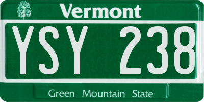 VT license plate YSY238
