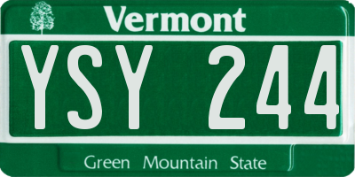 VT license plate YSY244