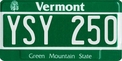VT license plate YSY250