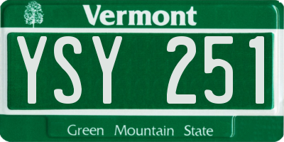 VT license plate YSY251