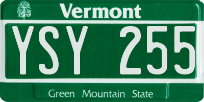 VT license plate YSY255