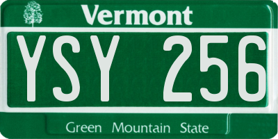 VT license plate YSY256