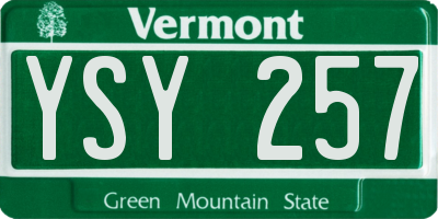 VT license plate YSY257