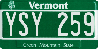VT license plate YSY259