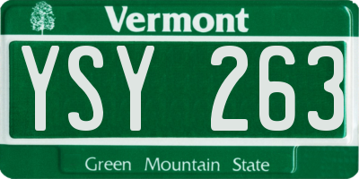 VT license plate YSY263