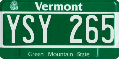 VT license plate YSY265
