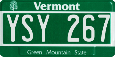 VT license plate YSY267