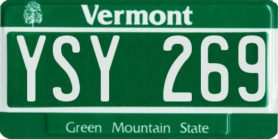 VT license plate YSY269