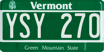 VT license plate YSY270
