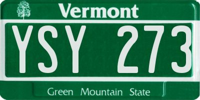 VT license plate YSY273