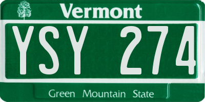 VT license plate YSY274