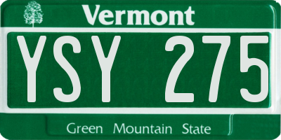 VT license plate YSY275