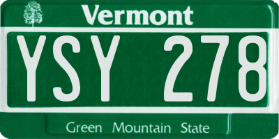 VT license plate YSY278