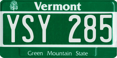 VT license plate YSY285