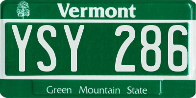 VT license plate YSY286