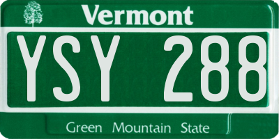 VT license plate YSY288