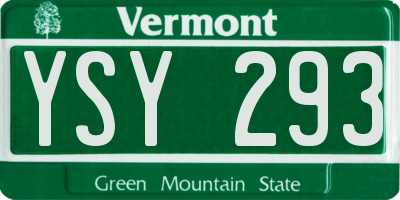 VT license plate YSY293