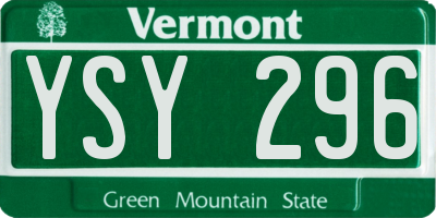 VT license plate YSY296
