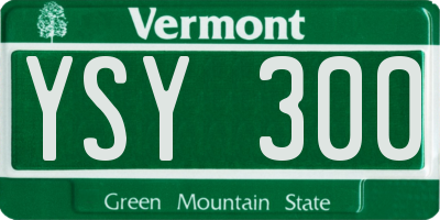 VT license plate YSY300