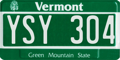 VT license plate YSY304