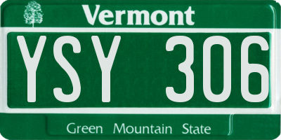 VT license plate YSY306
