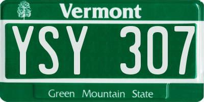 VT license plate YSY307