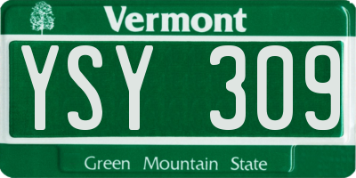 VT license plate YSY309