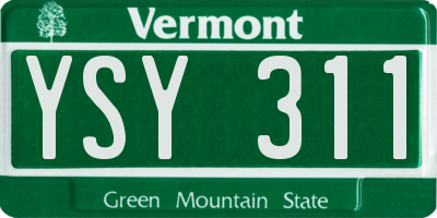 VT license plate YSY311