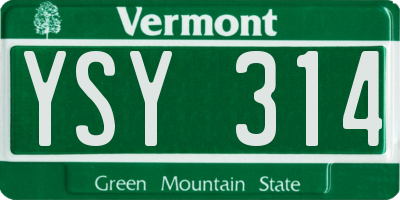 VT license plate YSY314