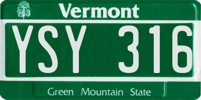 VT license plate YSY316