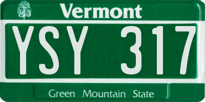VT license plate YSY317