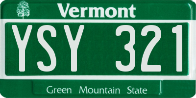 VT license plate YSY321