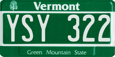 VT license plate YSY322
