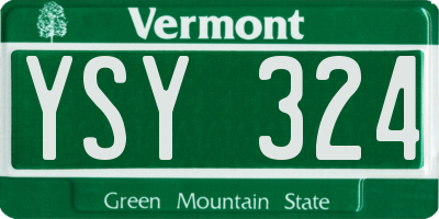 VT license plate YSY324