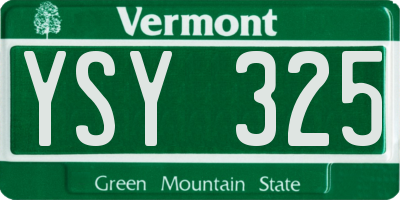 VT license plate YSY325