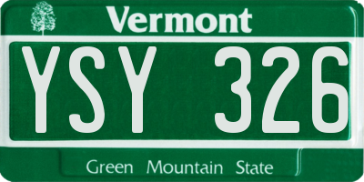VT license plate YSY326