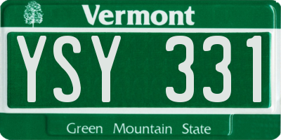 VT license plate YSY331