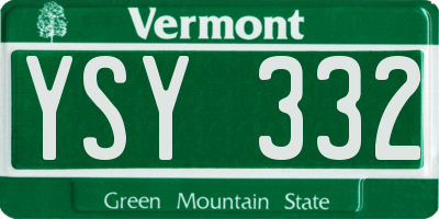 VT license plate YSY332
