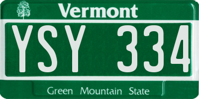 VT license plate YSY334