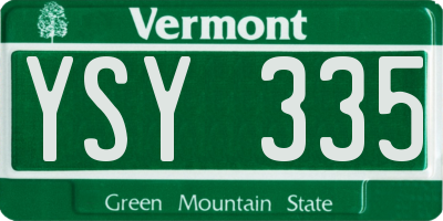 VT license plate YSY335