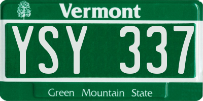 VT license plate YSY337